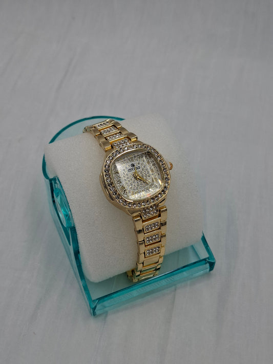 Rounded Square Gold Wristwatch