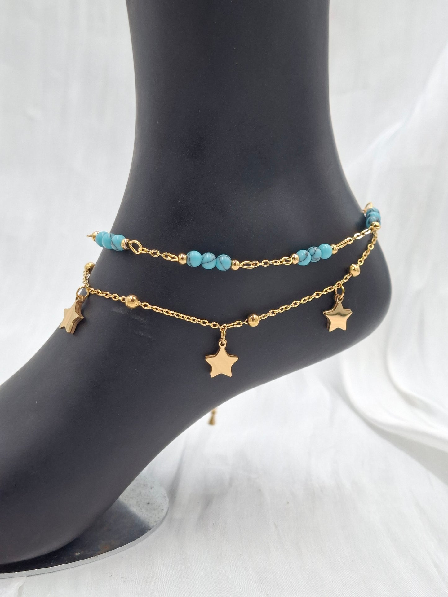 Turquoise Star Anklet