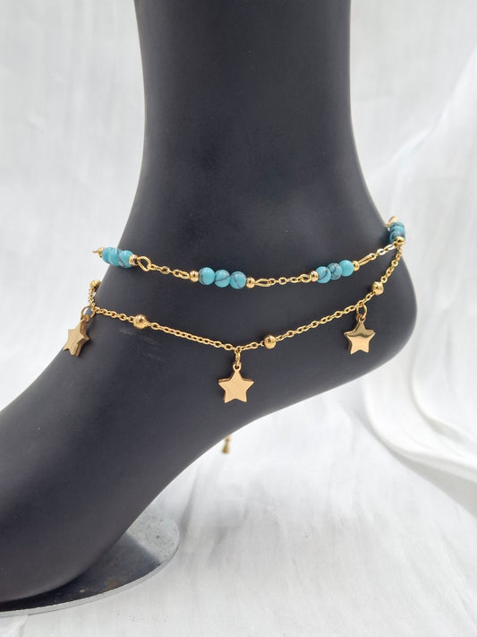 Turquoise Star Anklet