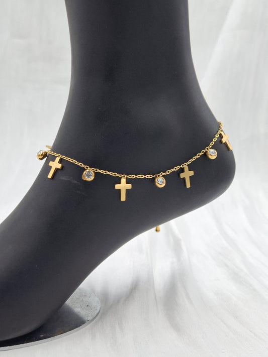 Cross Charm Anklet