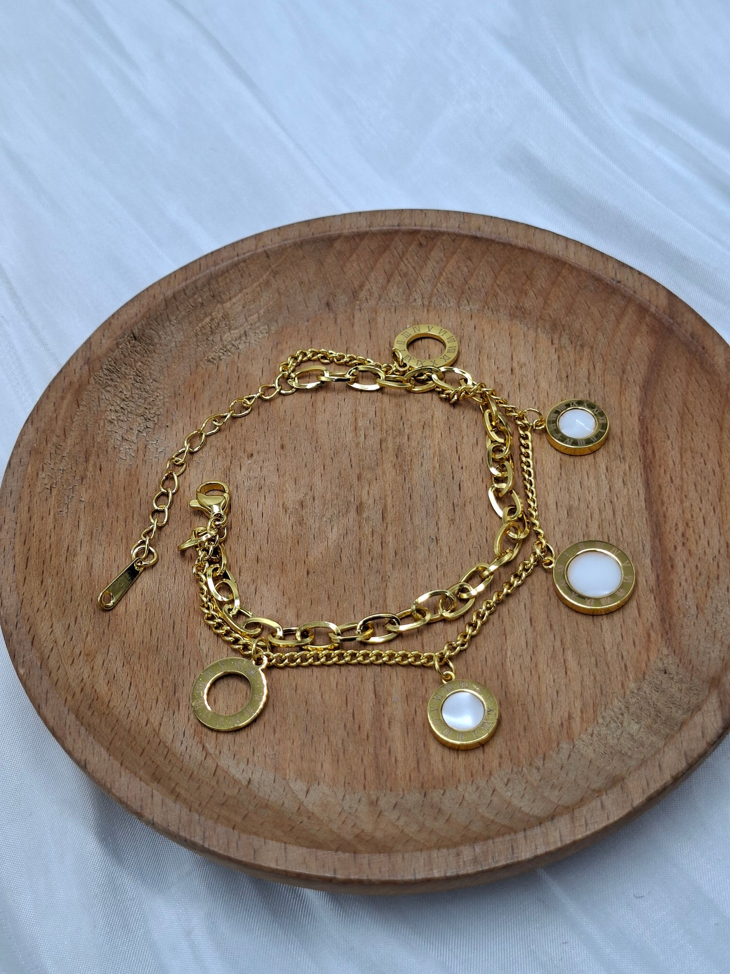 White Circle Charm Bracelet