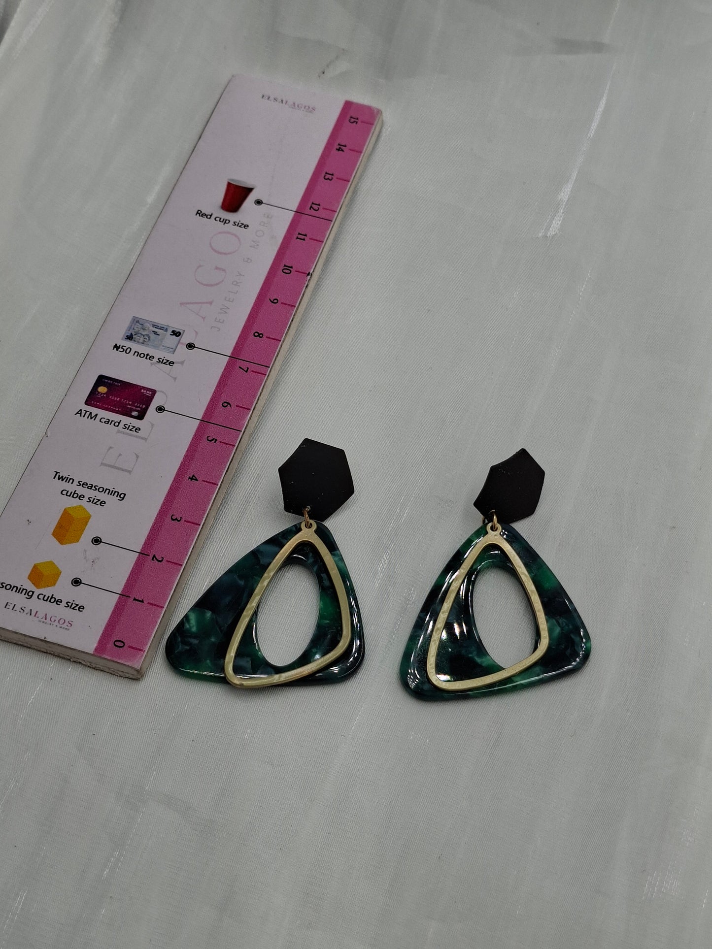 Forest Green Triangle Earrings
