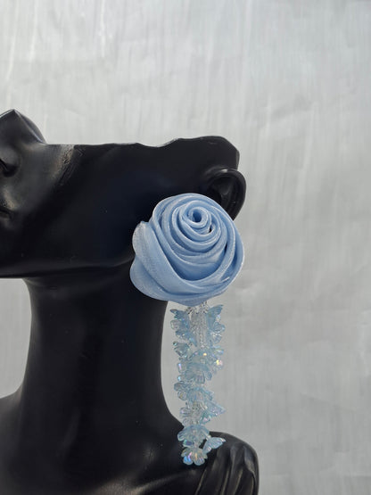 Blue Bud Tassel Earrings