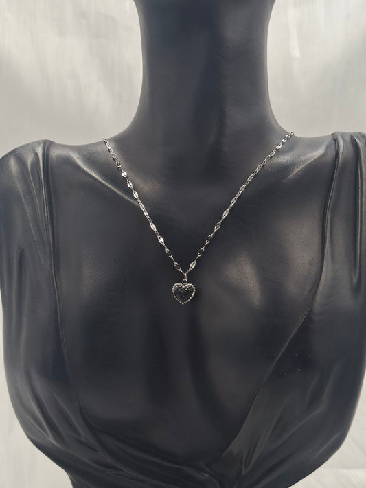 Double-sided Tinsel Heart Necklace