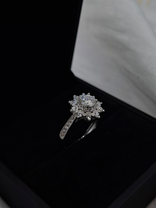Sunburst Moissanite Ring
