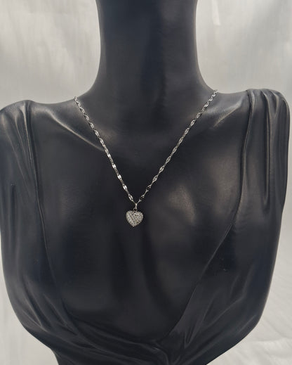 Double-sided Tinsel Heart Necklace