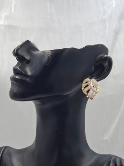 White Tropical Palm Earrings