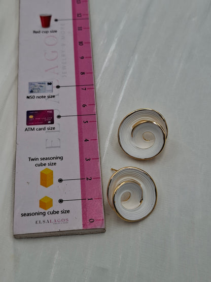White Enamel Swirl Earrings