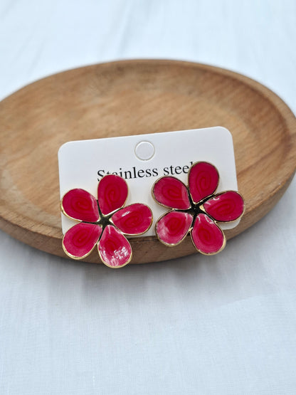 Red Floral Earrings