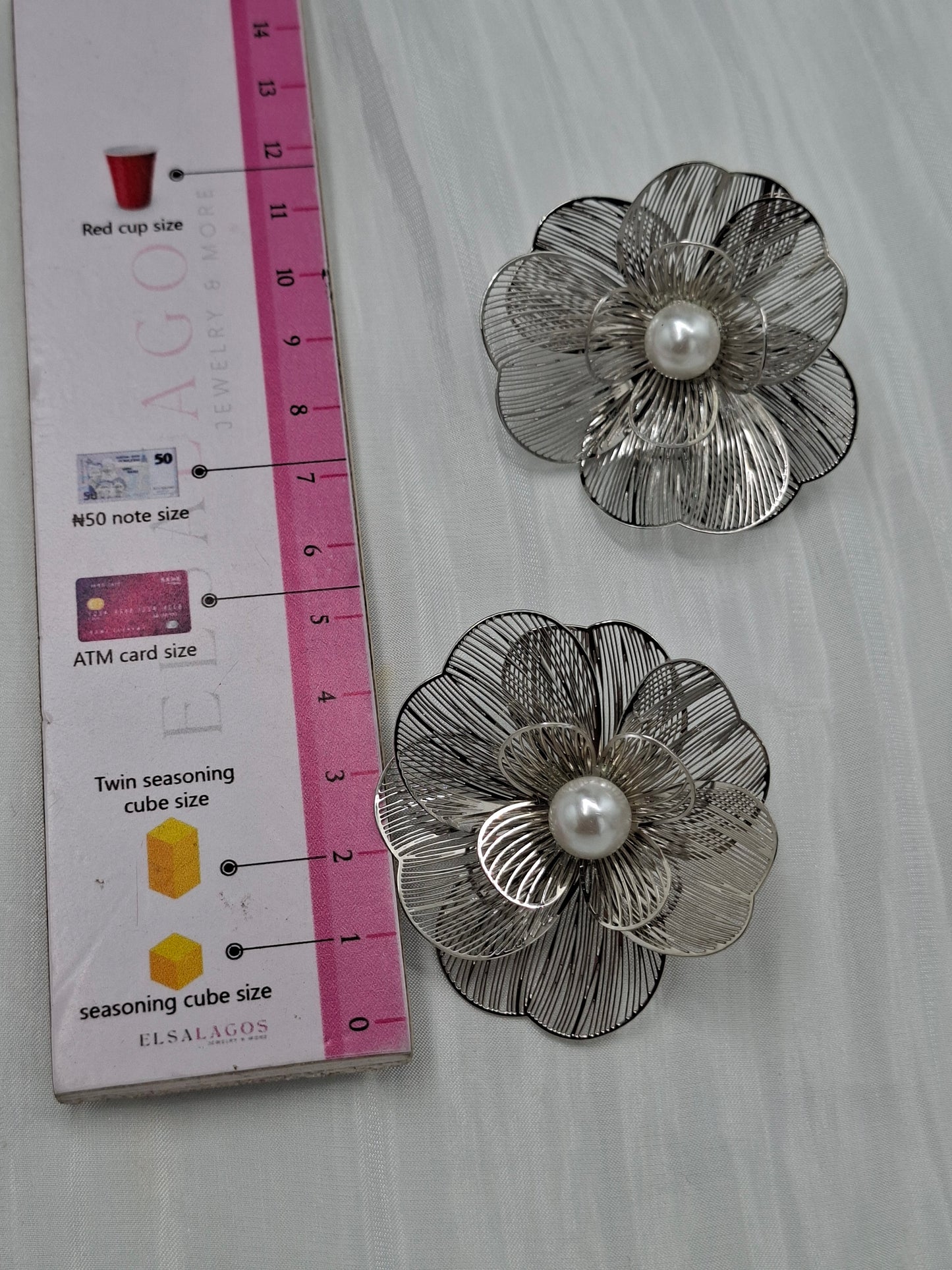 Silver Mesh Flower Earrings