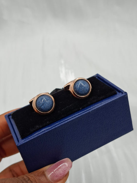 Rose Gold and Blue Cufflinks