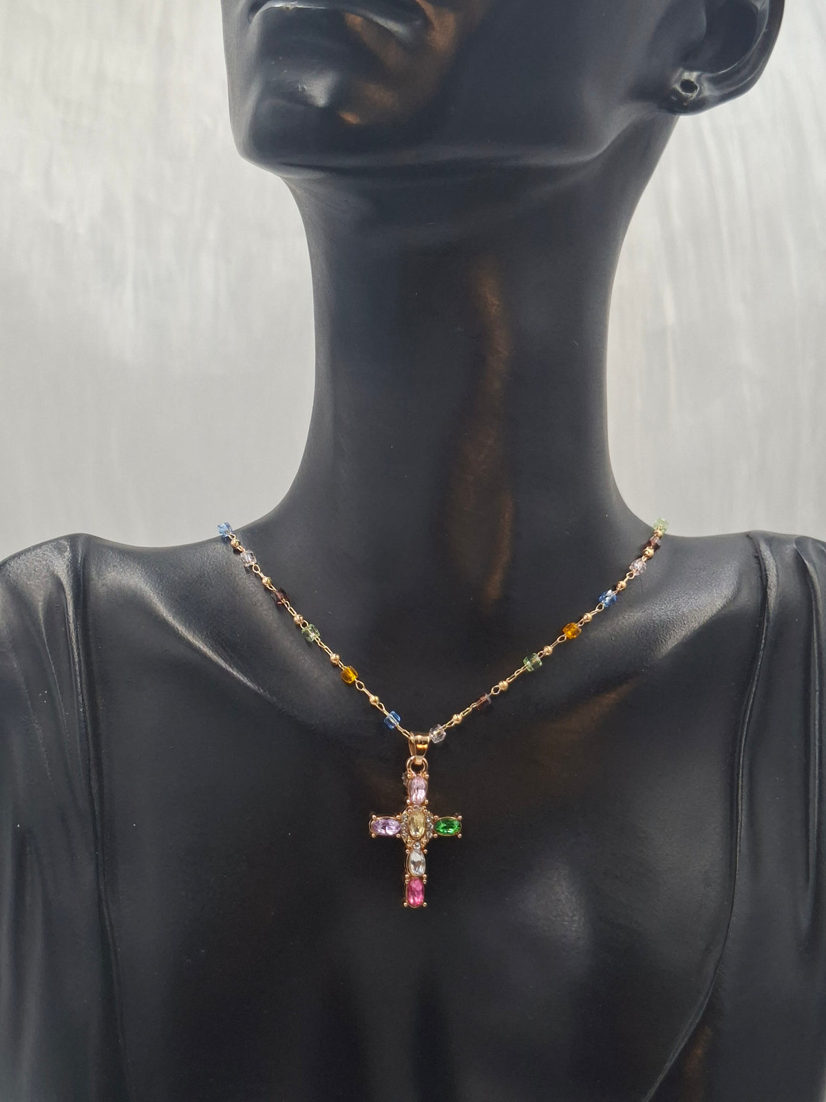 Rainbow Cross Necklace