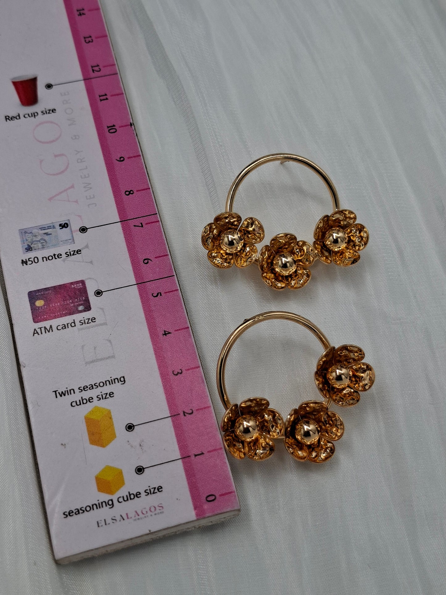 Gold Floral Hoop Earrings