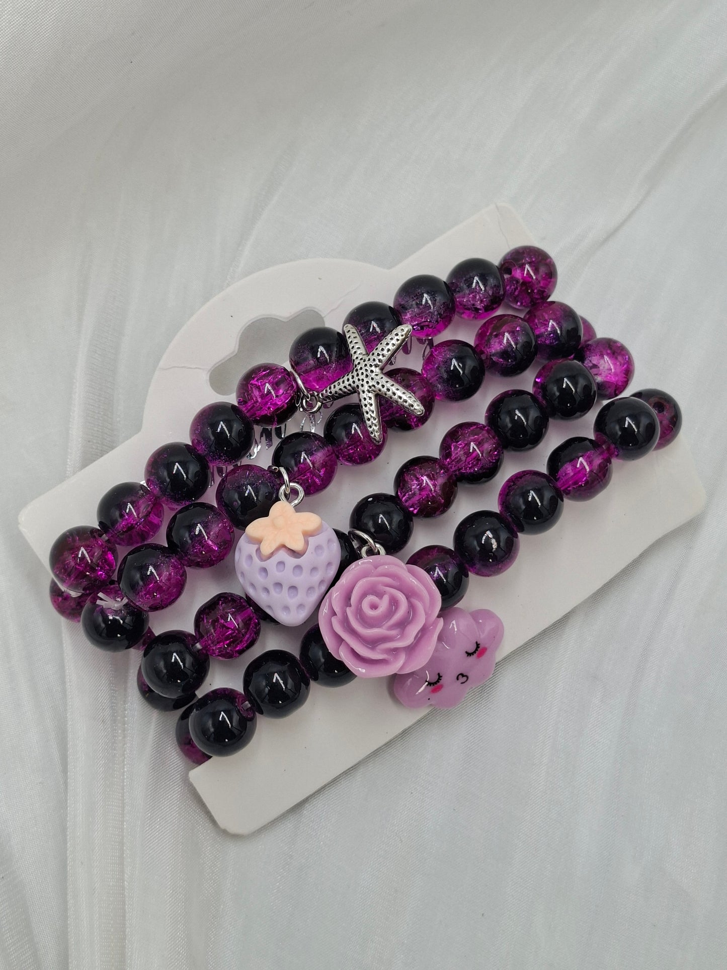 Purple Glass Bead Bracelets