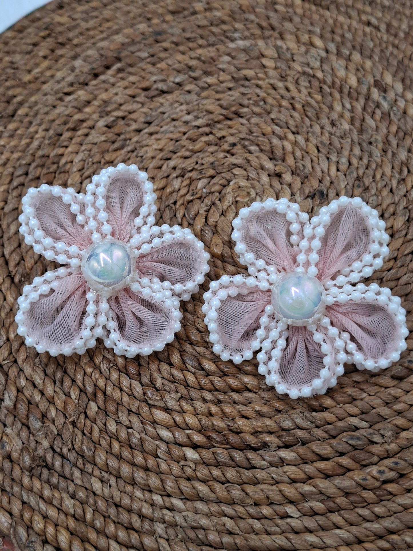 Pink/Pearl Flower Earrings