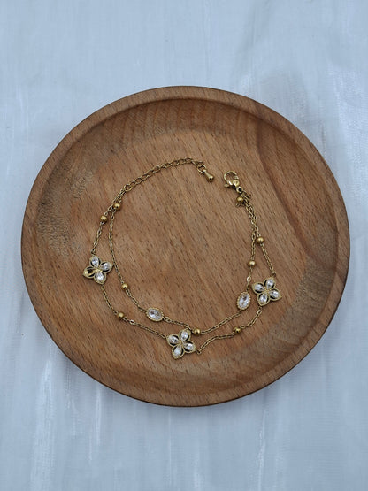 Crystal Clover Layered Bracelet