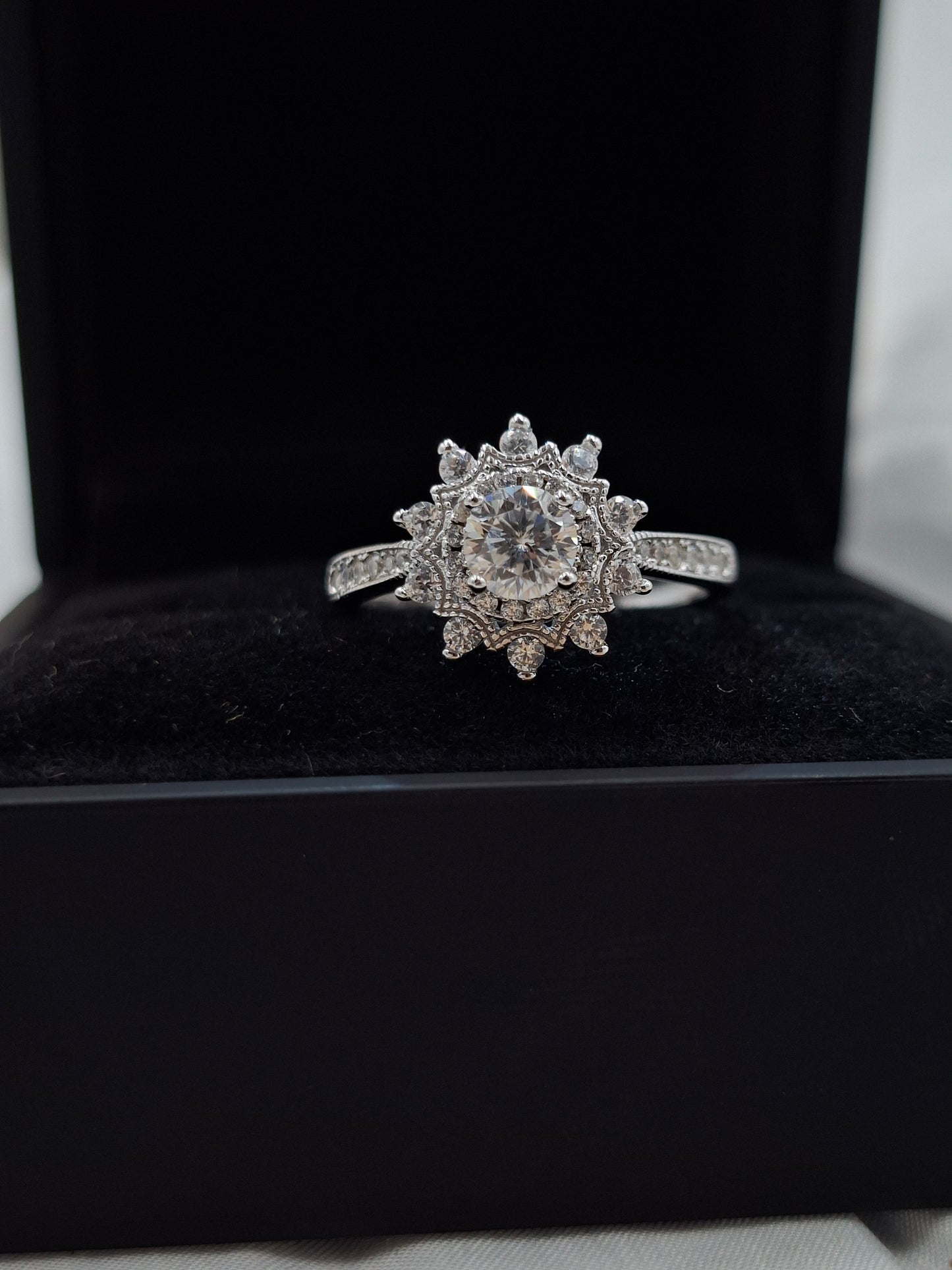 Sunburst Moissanite Ring