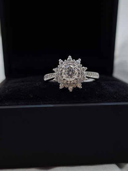 Sunburst Moissanite Ring