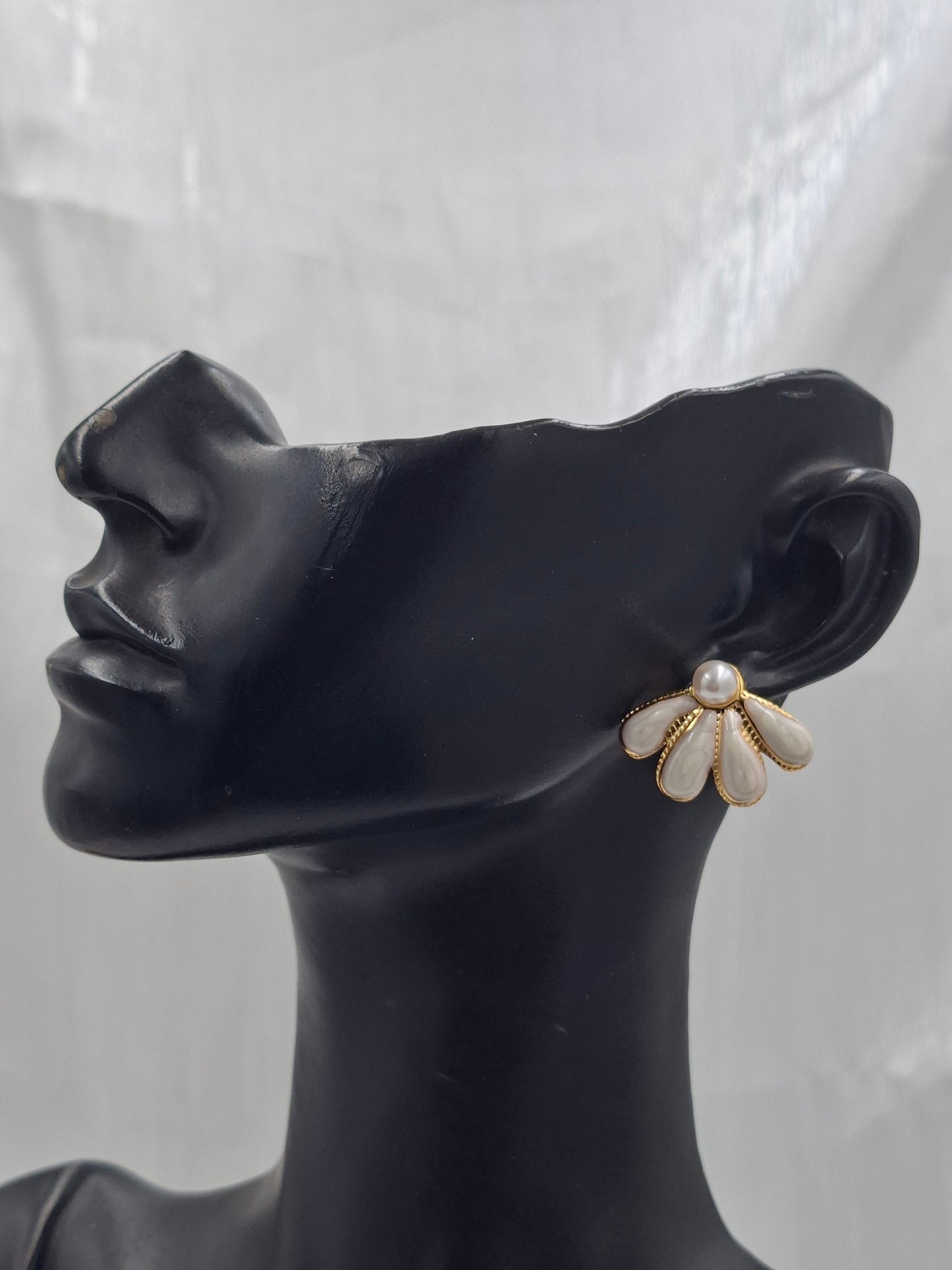 White Fan Earrings