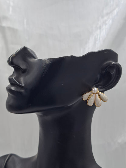 White Fan Earrings