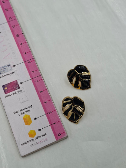 Black Tropical Palm Earrings