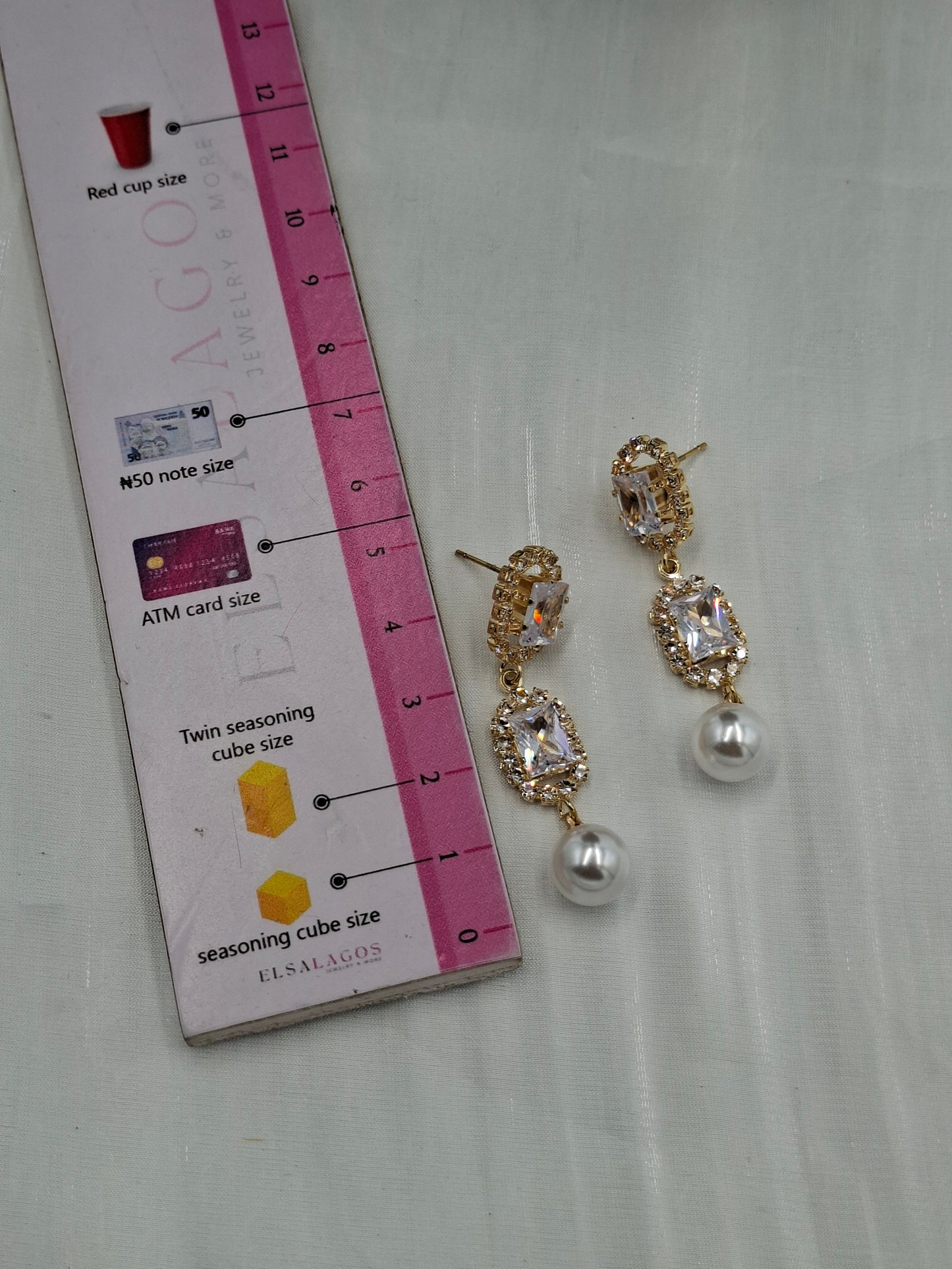 Gold Pearl CZ Earrings