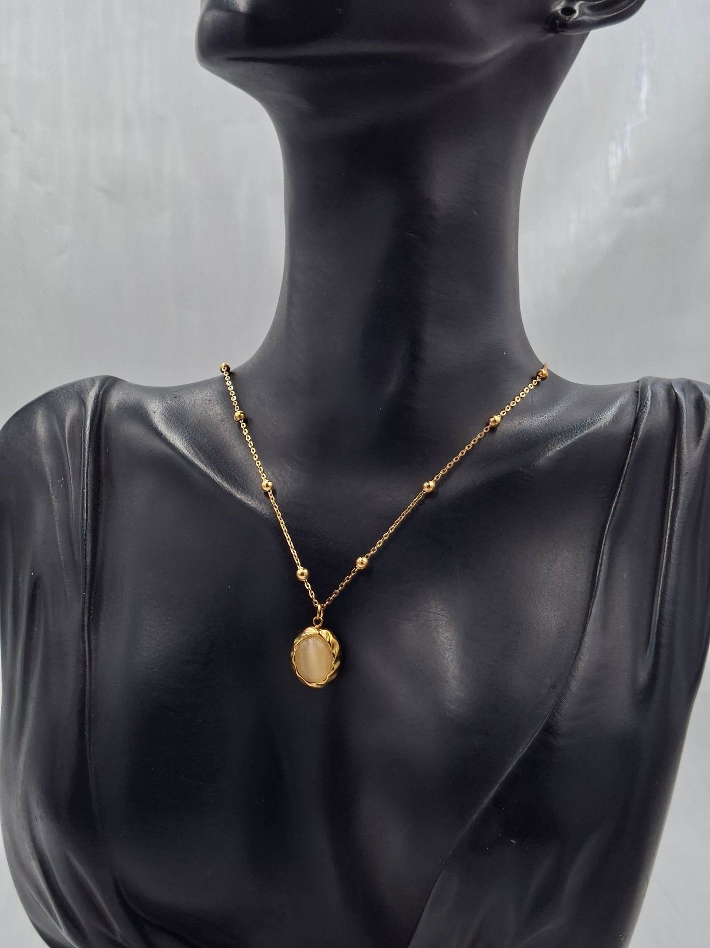 Studded Cateye Necklace