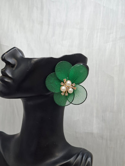 Green Floral Earrings