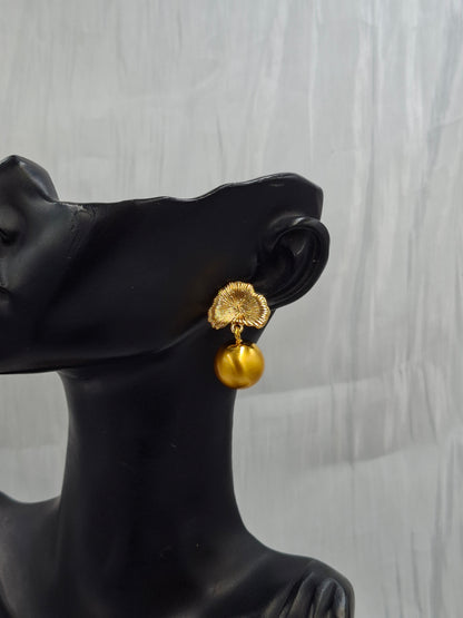 Gold Hibiscus Earrings