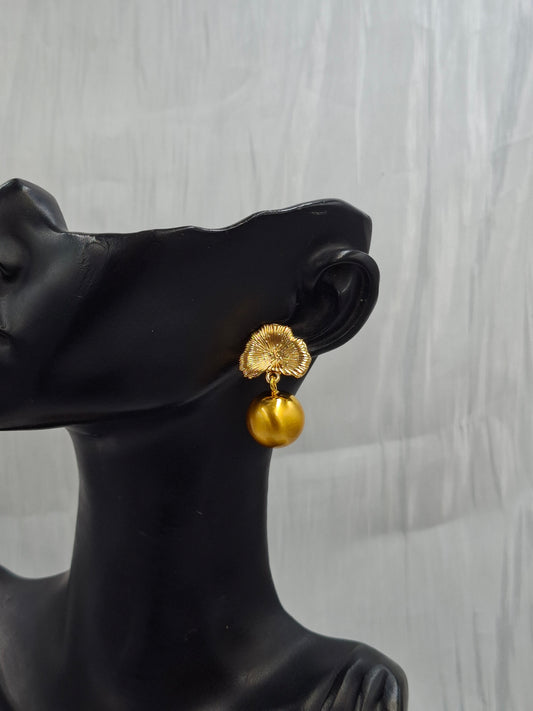 Gold Hibiscus Earrings