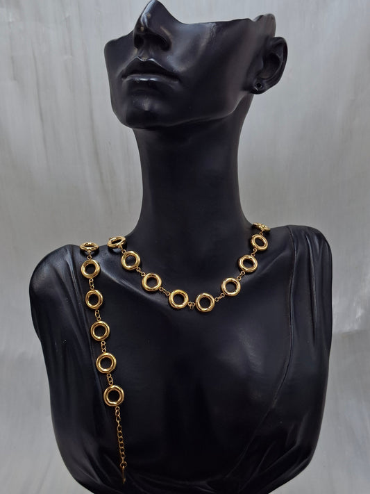 Circle Necklace and Bracelet Set