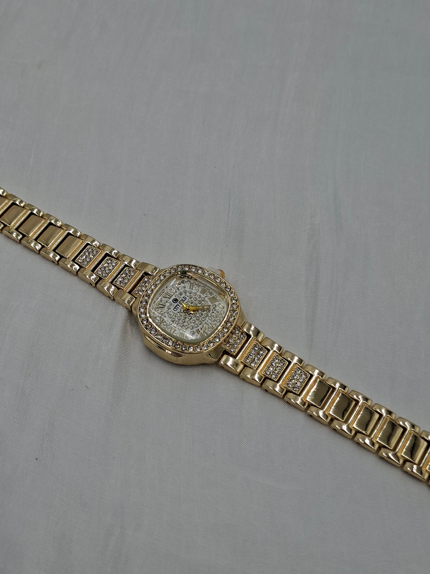 Rounded Square Gold Wristwatch