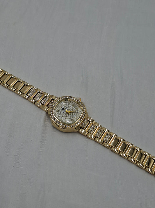 Rounded Square Gold Wristwatch