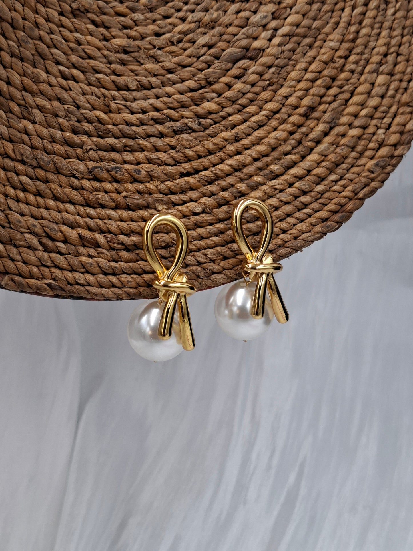 Dramatic Knot Pearl Earrings