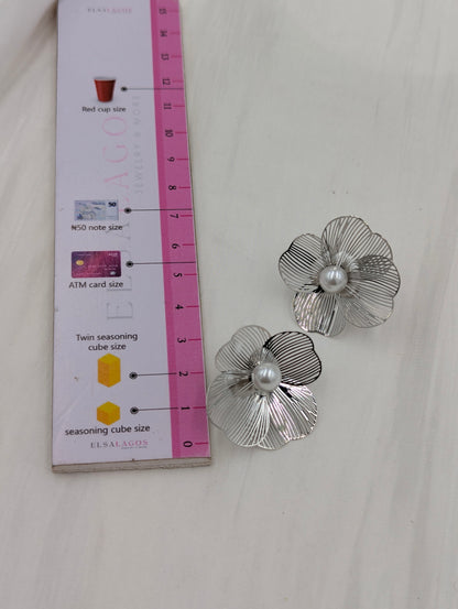 Mesh Flower Clip On Earrings