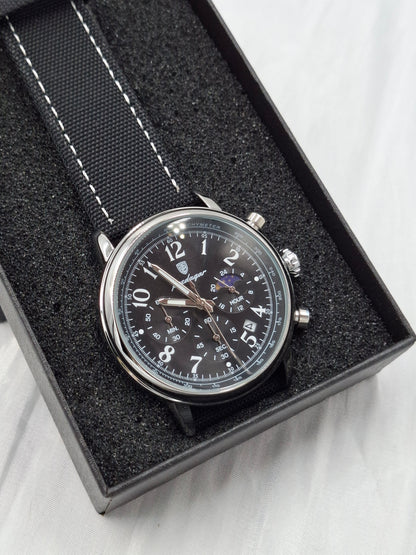 Black Stitched Poedagar Wristwatch