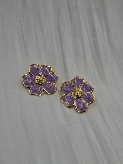 Purple Enamel Earrings