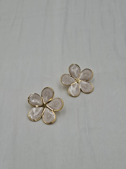 White Floral Earrings