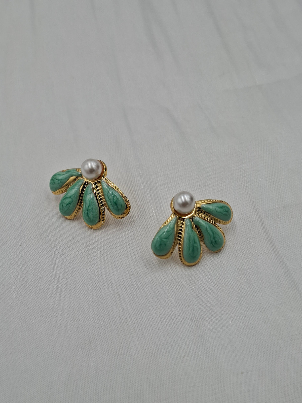 Green Fan Earrings