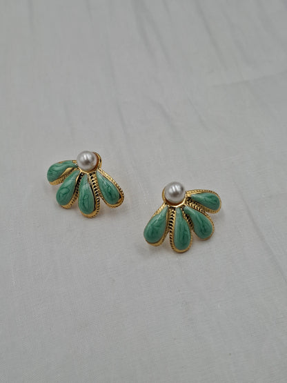 Green Fan Earrings