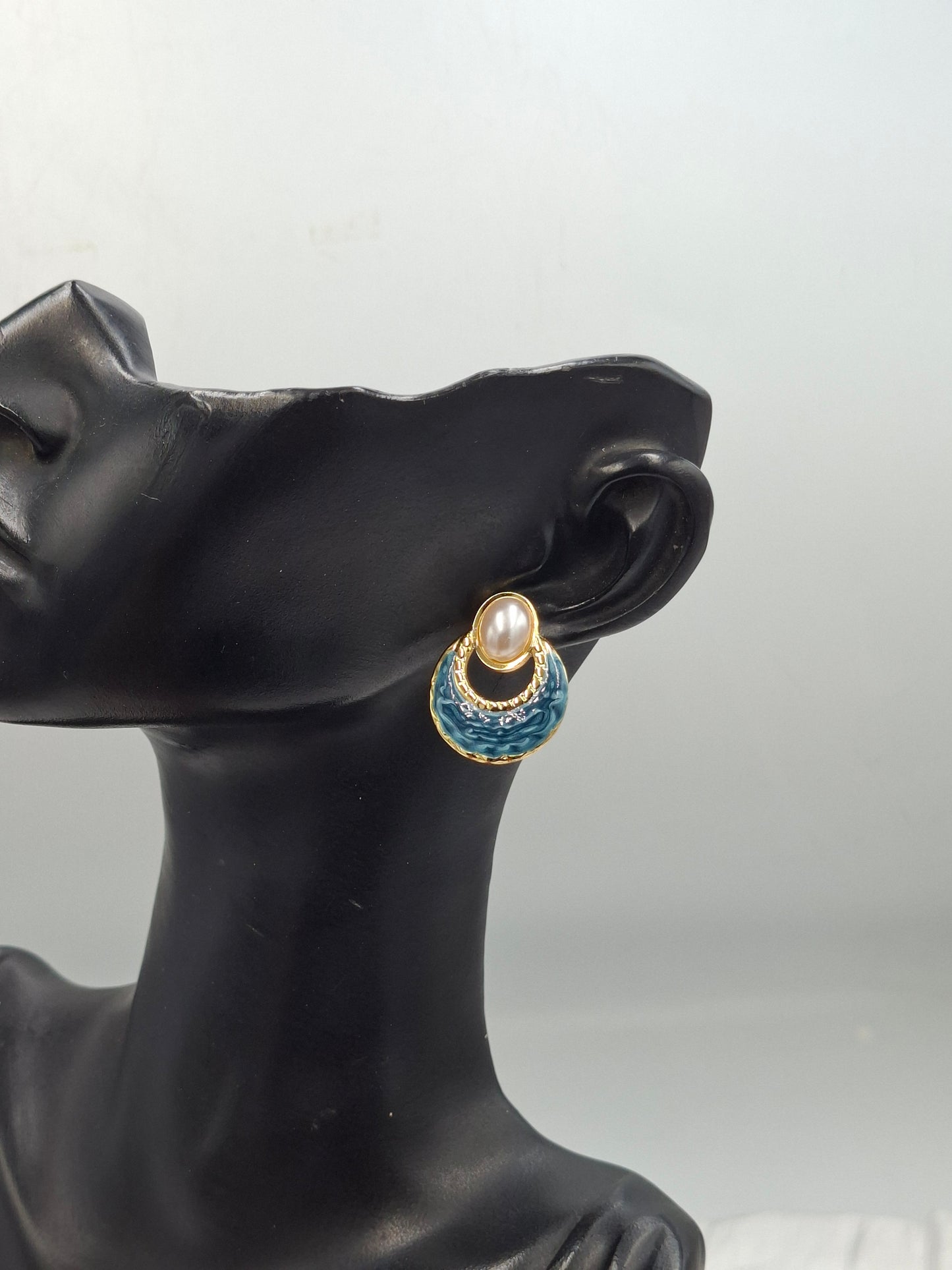 Blue Crescent Earrings