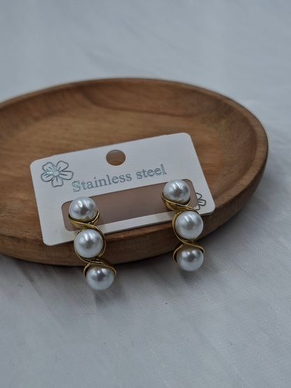 Triple Pearl Earrings