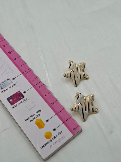 White and Gold Star Earrings