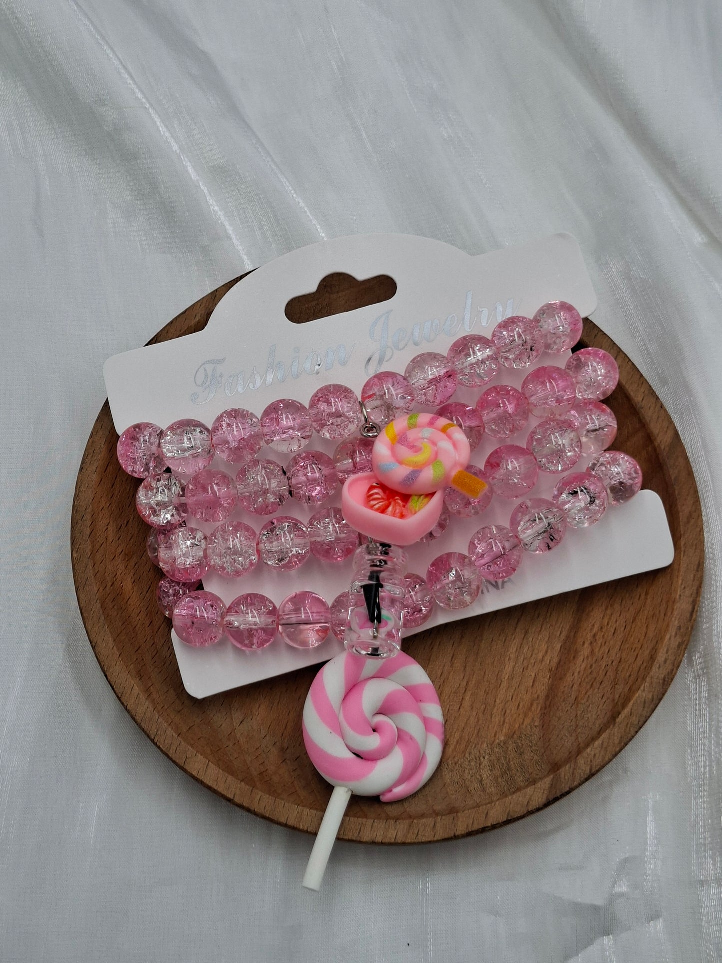 Candy Pink Glass Bead Bracelets