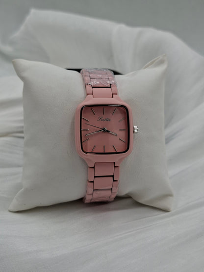Baby Pink Square Wristwatch