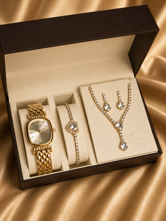Gold Heart Jewelry Gift Set