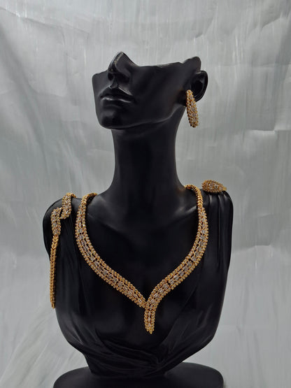 Gold Statement CZ Necklace Set