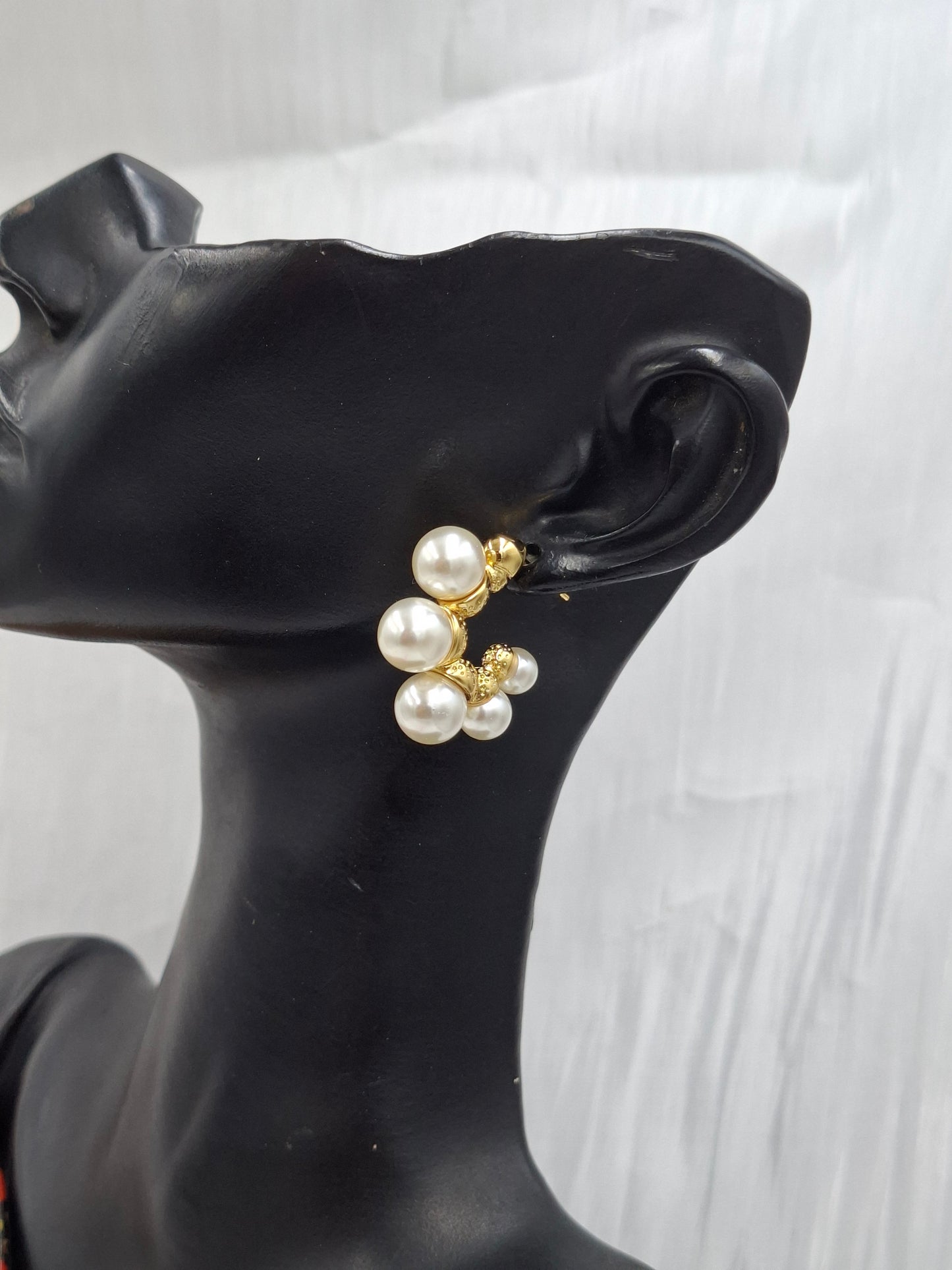 Triple Pearl Hoop Earrings