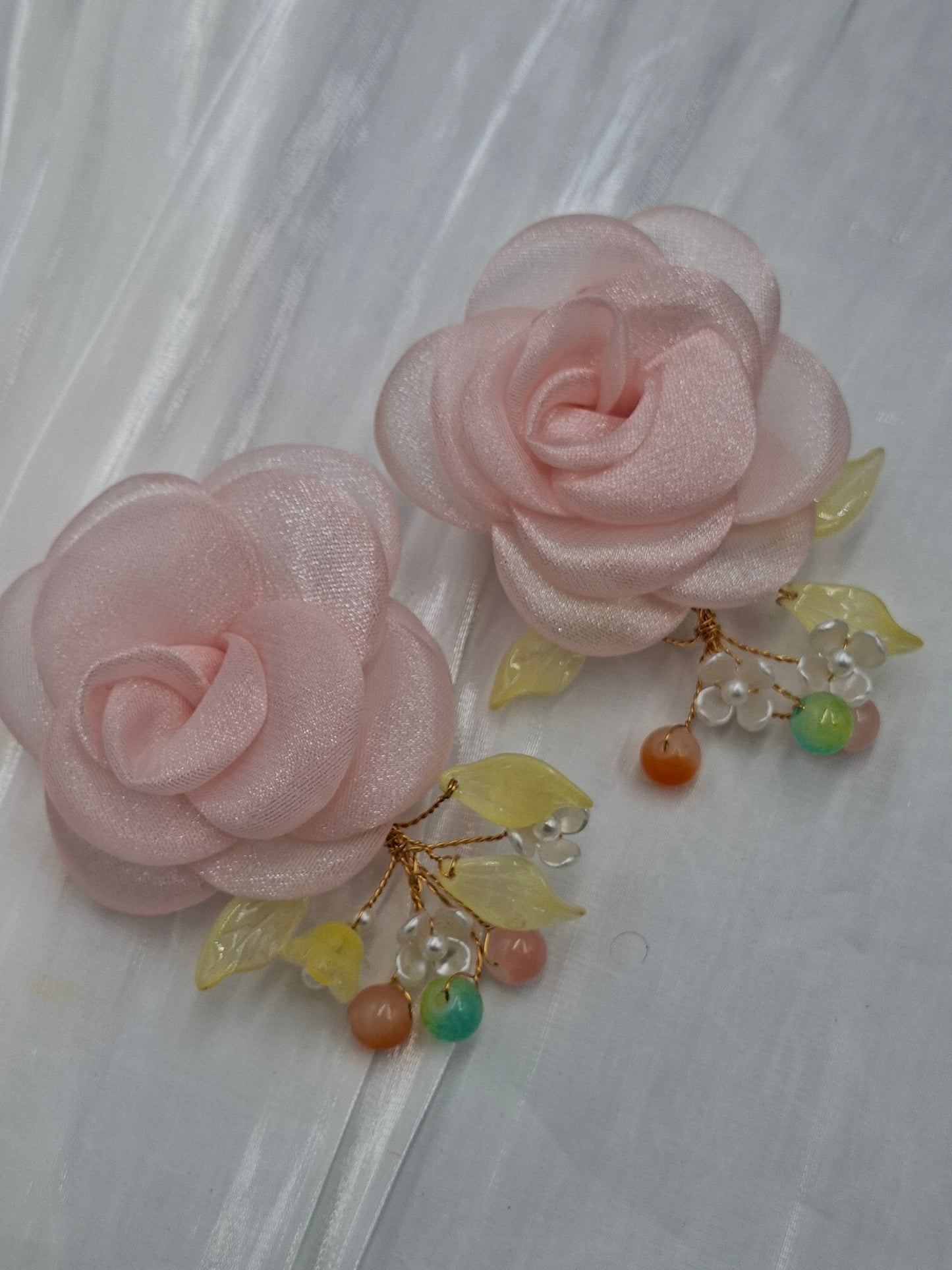 Pale Pink Flower Earrings