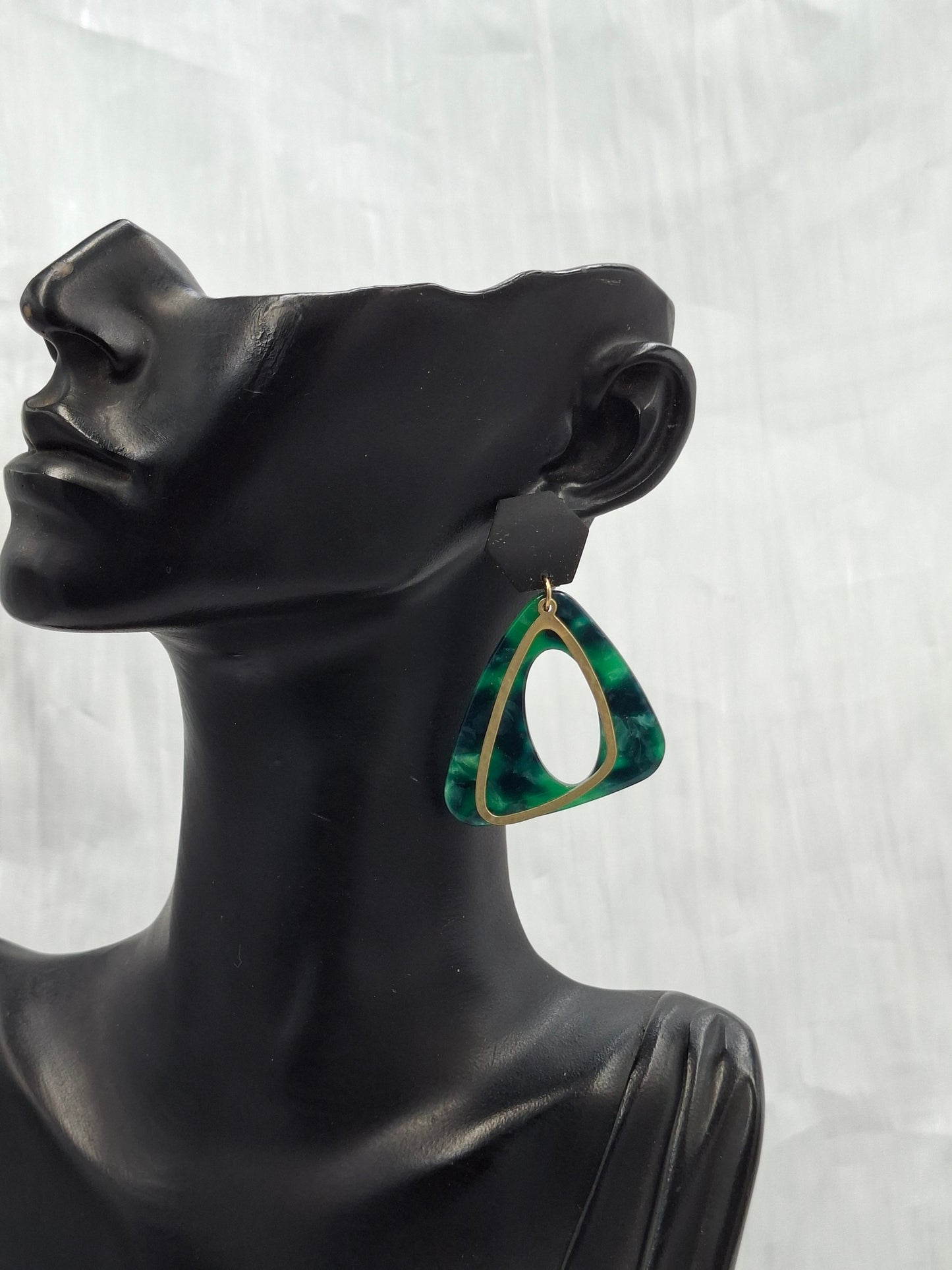 Forest Green Triangle Earrings